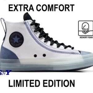 Men 11 Converse Chuck Taylor White  Hi High Top Clear Translucent Blue Ice Soles